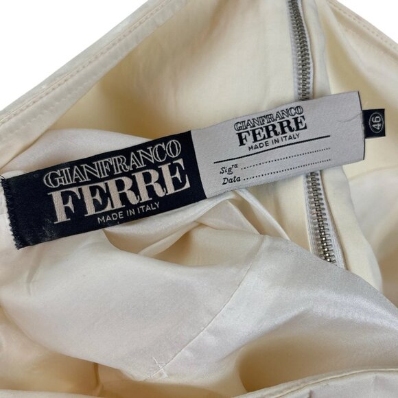 Gianfranco Ferre Italy Off Shoulder Fringe Buttoned Jacket Cream Size 46 US 10 - Picture 13 of 16